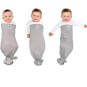 Grey Knotted Baby Sleep Sack by Ollie - Soft Grey Baby Sleep wrap